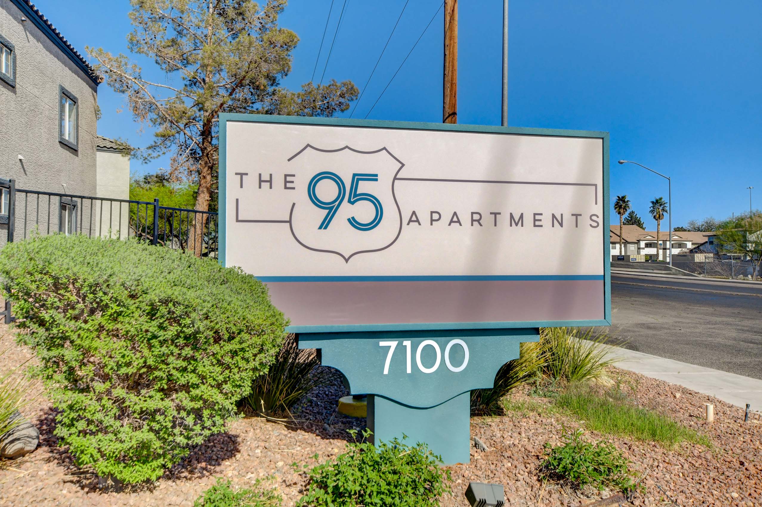 The 95 Apartments entrance sign